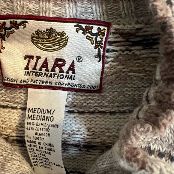 Tiara International Knit Zip Sweater Jacket with Earth Tones Y2K - Picture 7 of 7